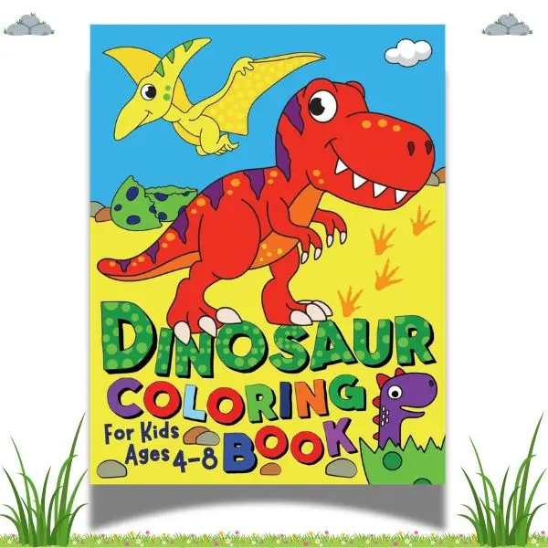Dinosaur Coloring Book for Kids Ages 4-8 – Cute & Easy Dino Coloring Pages, Fun Learning Activity Book for Boys & Girls