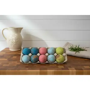 Primitive Paper Mache Waxed Eggs — Set of 10 Farmhouse decor