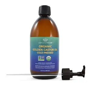Queen of the Thrones Organic Golden Castor Oil - USDA Certified Extra Virgin, Hexane-Free, Cold-Pressed, 500ml for Radiant Skin, Hair & Nails