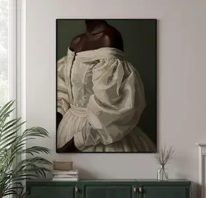 Regal Dress Black Woman Wall Art, Dark Skin Queen Poster For Afro Chic Decor, Classic Melanin Grace Prints, Without Frame Included