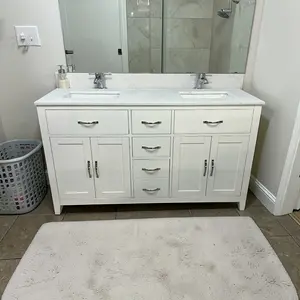 Lark Manor Vannes Bathroom Vanity with Solid Hardwood Frame Quartz Countertop