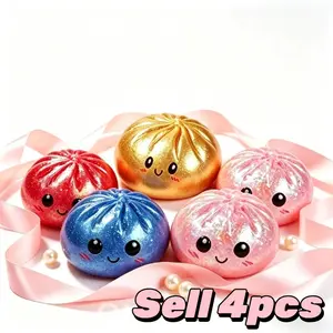Glitter Dumpling Squishies Toy - Shimmering Dumpling Squishy, Colorful Stress Balls, Fidget Sensory, Stress Relief（4pcs）