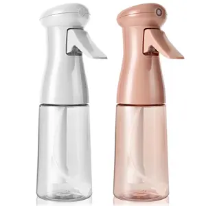 2-Pack 6.8oz Eco-Friendly Round Shape Continuous Spray Bottles - Ultra Fine Mist Refillable Empty Sprayers with Lid for Hair, Cleaning