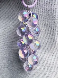 Symphony Of Grapes Bag Charms Acrylic Laser Bubble Bead String Design Three-Dimensional Fruit Texture Fantasy Fairy Style Girl Accessories Ins Tenderness For Bags, Keys, Suitcases Friends Gifts Couple Gifts