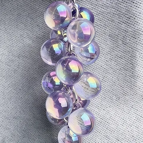 Symphony Of Grapes Bag Charms Acrylic Laser Bubble Bead String Design Three-Dimensional Fruit Texture Fantasy Fairy Style Girl Accessories Ins Tenderness For Bags, Keys, Suitcases Friends Gifts Couple Gifts Keyrings