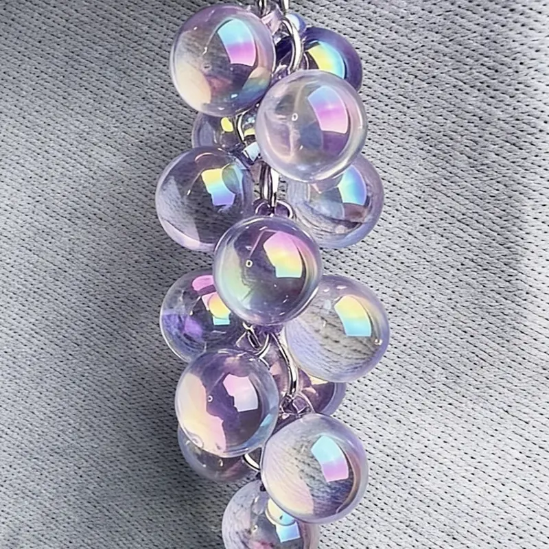 Symphony Of Grapes Bag Charms Acrylic Laser Bubble Bead String Design Three-Dimensional Fruit Texture Fantasy Fairy Style Girl Accessories Ins Tenderness For Bags, Keys, Suitcases Friends Gifts Couple Gifts Keyrings
