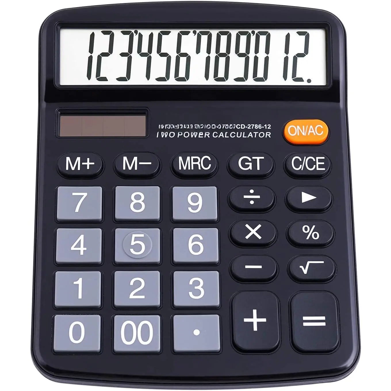 12 Digits Desktop Calculator with Large LCD Display and  Button, Dual Solar Power and , Standard Function for Office, , School, CD-2786
