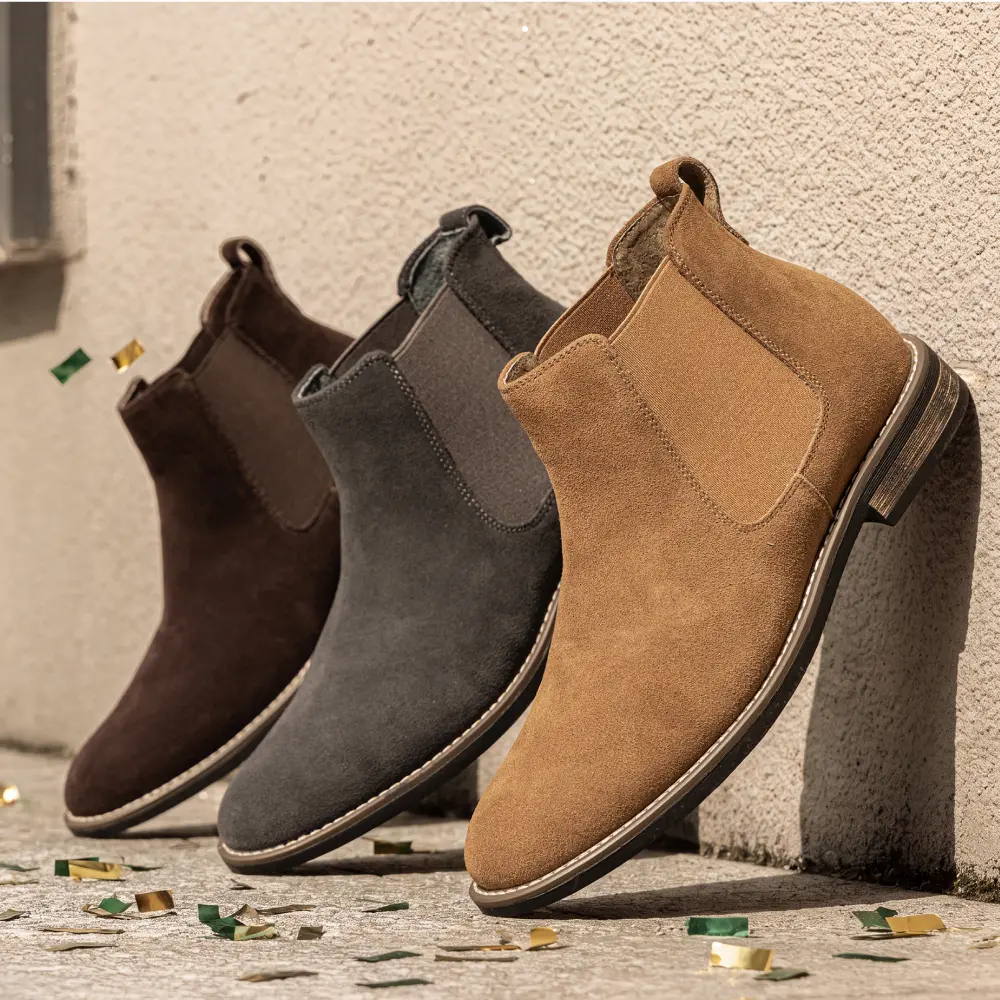 【BRUNO MARC Anniversary】 Men's Timeless Suede Chelsea Boots - Men's Shoes, Comfortable Ankle Walking Shoes, Stylish Casual Dress Footwear for Fall-Winter, Black tiktokshopbacktoschool