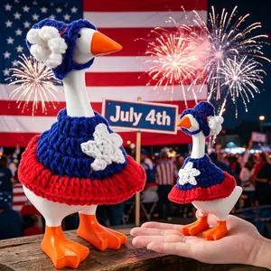 7inch American Stars Desk Goose Outfits, Mini Desktop Goose Clothes Desk Goose Accessories Set for Magnetic Goose Statue