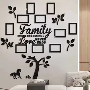 Family Tree Pattern Photo Frame Wall Sticker, Self Adhesive DIY Photo Collage Gallery, Wall Decor for Home, Wedding, New Year, Anniversary, Ornaments Plus Size: 150 cm × 150 cm / 59 in × 59 in