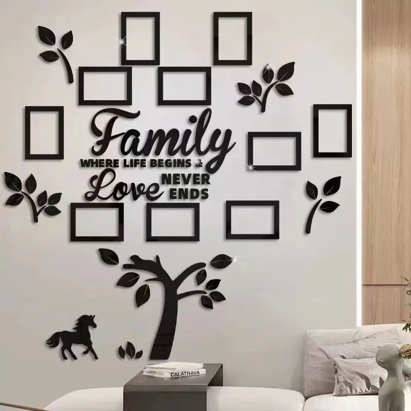Family Tree Pattern Photo Frame Wall Sticker, Self Adhesive DIY Photo Collage Gallery, Unique Wall Decor for Home, Wedding, New Year, Anniversary, decorative family theme Ornaments Plus Size: 150 cm × 150 cm / 59 in × 59 in