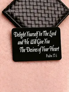 Inspirational wallet card featuring a faith theme, with a verse from Psalm 37:4 of the Bible. Designed for Christians to carry in their daily wallets, it serves as a commemorative keepsake of faith.
