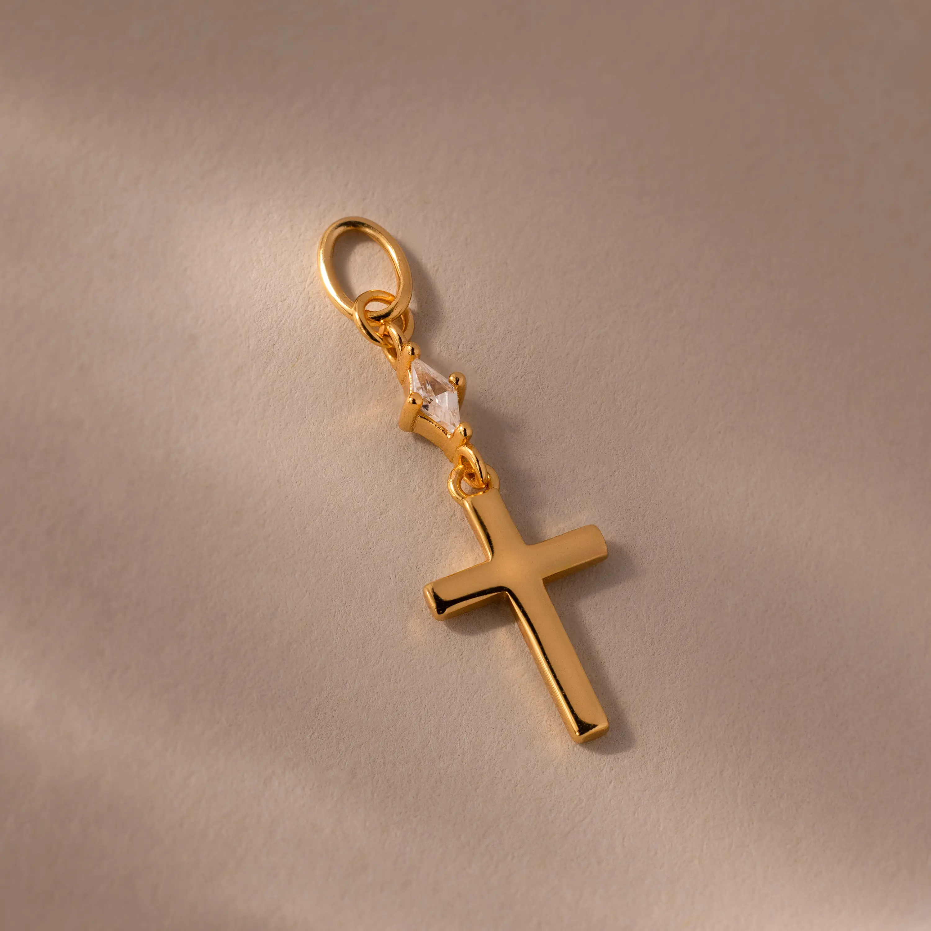 Diamond Drop Cross Charm by Caitlyn Minimalist - Dangling Marquise Crystal Cross Pendant for Necklace - Dainty Religious Jewelry - Gift for Mom