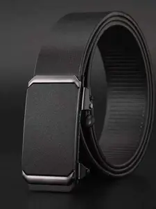Men's Classic Leather Belt with Auto Buckle, Adjustable Buckle, Fashionable Business Casual Design, Durable Waistband for Suits and Jeans, Automatic Buckle Belt