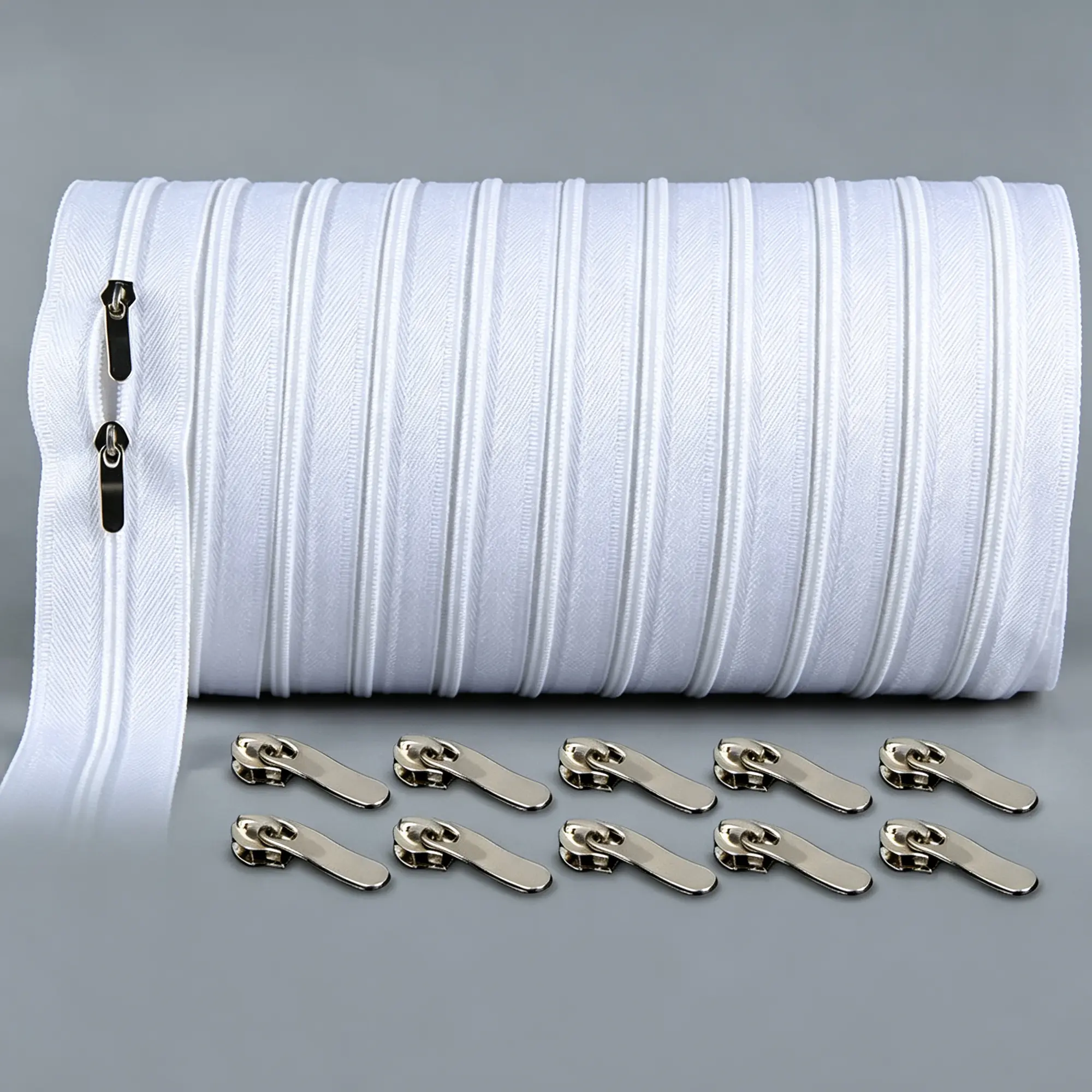 3# White Zipper Tape (11 yd) for Tote Bag Replacement & DIY Craft Sewing Supplies