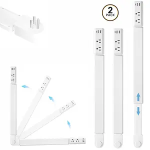 2PCS Outlet Extender Stick with USB-A & USB-C, 2 AC Outlets, Adjustable 22"-34" Plug Extender, 180° Rotating Wall Outlet Extender for Hard-to-Reach Outlets Behind Sofa, Bed, Desk, Nightstand