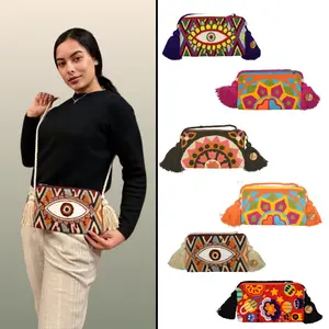 Crossbody Wayuu Purse Clutch with Tassels | Wayuu Crochet purse I Handmade in Colombia