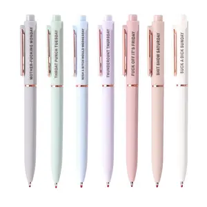 Funny Gel Ink Pen, 7 Counts/set Daily Emotional Words Writing Pen, Smooth Writing Pen, Unique Pens for Office School Student, Office Stationery Supplies, Colored Pens Set