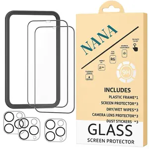 NANA IPHONE 16 Plus Screen & Camera Protector Set 3-Pack 9H Tempered Glass Easy Install Frame Crystal Clear HD Anti-Fingerprint