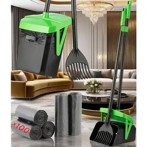 Swivel Handle Dog Waste Scooper with 100 Bags & Rake, Heavy Duty Poop Scoop for Large Medium Small Dogs, Durable Yard Cleaner with Lid and Bag Holder, Ergonomic Pet Waste Cleaner for Lawn Kennel steamer  tray affordable  cat  litter ooze  tray