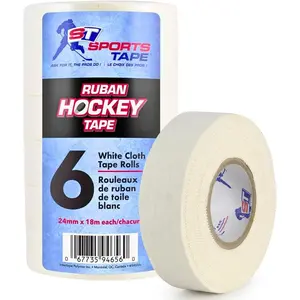 sports tape Pro-Grade Cloth Grip Hockey Stick Tape (6 Rolls - White) - Strong Long-Lasting Grip, Water Resistant Athletic Tape for Lacrosse, Hockey, Baseball & Multi-Sport Use