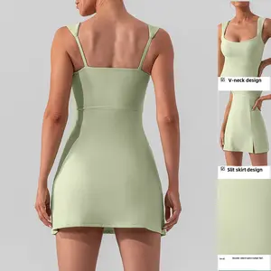 New sexy strapless sleeveless yoga tennis dress, lightweight and breathable outdoor golf sports dress for women