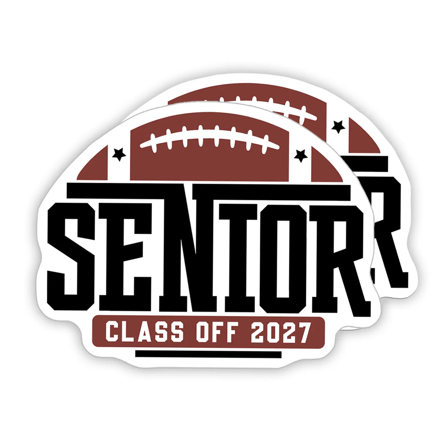 2 PCs Senior Class of 2027 Waterproof Vinyl Football Stickers - 3"x2" Graduation Gift for Water Bottles, Laptop