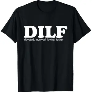 funny graphic vintage Mens DILF Devoted Involved Loving Father Dad Papa Funny Gift T-Shirt