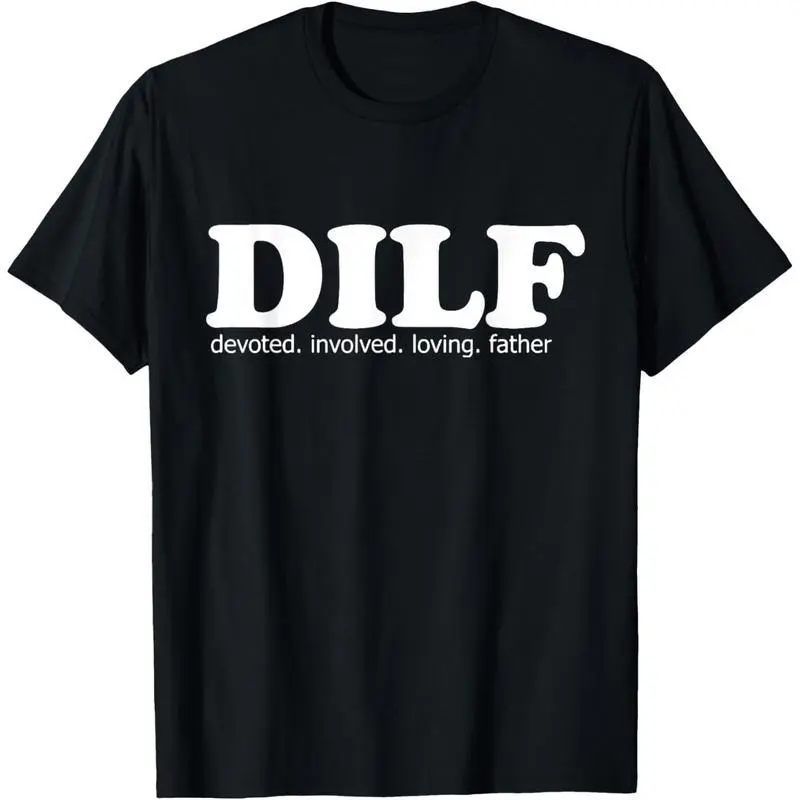 funny graphic vintage Mens DILF Devoted Involved Loving Father Dad Papa Funny Gift T-Shirt