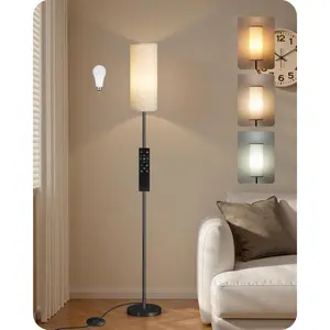 64.4" Dimmable Floor Lamp for Living Room with Remote and Foot Switch, Modern Standing Tall Lamp, Corner Floor Lamp for Bedroom, 10W 900LM LED Bulb Included, 3000K-6500K, Beige, FCC Listed E06LD05W1