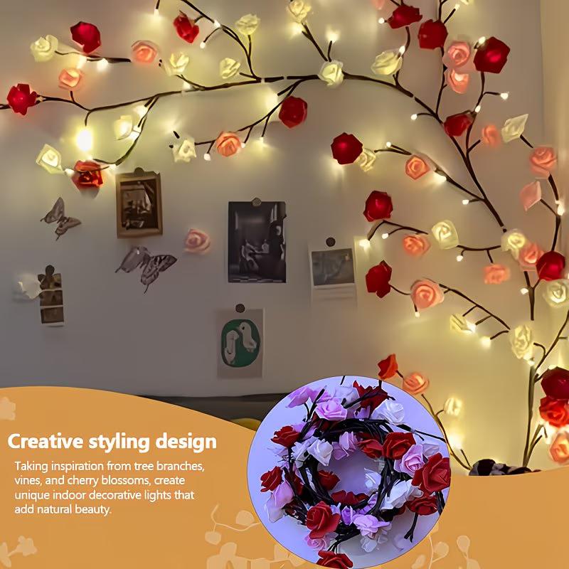 96-piece LED Eternal Rose Vine Light, USB-powered with remote control, suitable for DIY gifts and romantic decor—living room, bedroom, outdoor spaces, Valentine’s Day, Easter, Eid al-Fitr, spring, Mother’s Day gifts, room decoration, wall décor 96-piece LED Eternal Rose Vine Light, USB-powered with remote control, suitable for DIY gifts and romantic decor—living room, bedroom, outdoor spaces, Valentine’s Day, Easter, Eid al-Fitr, spring, Mother’s Day gifts, room decoration, wall décor