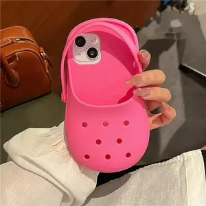 3D Hole Shoes Suitable For iPhone 15 Phone Case 14 Pro Max 13 12 11 Silicone Fall Protection Case