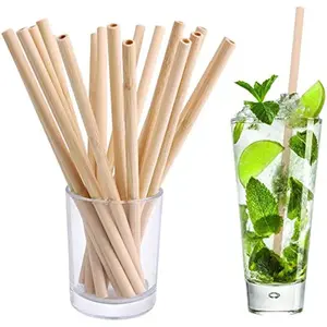 Reusable Bamboo Drinking Straws - 7.8 Inches | 100% Natural Eco-Friendly Wooden Straws | Plastic-Free | 20-Pack with Cleaning Brush