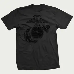 Black Out Eagle Globe and Anchor Graphic T-Shirt USMC Military Emblem Tee, Patriotic Marine Corps Pride Shirt, Vintage Tactical Style, Gift for Veteran or Supporter