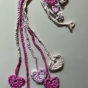Handmade Heart Crochet Bookmark - Single Bookmark with Pink & Cream Colors, Simple Design, Soft and Textured Finish