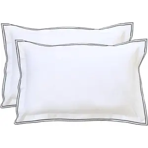 Set of 2 Elegant Embroidery Pillowcases,  Size,  Cotton - White Good Feeling Shams, Elegant Trims, Softer and Breathable Pillow Covers, 20x36 inches