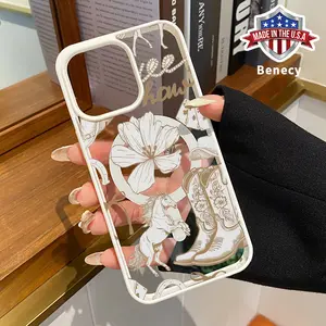 Magnetic Phone Case Compatible with iPhone 17 16 15 14 Pro Max 13 12 11 XR XS Plus Air E Western Wildflower Adventure Pattern Clear Acrylic Hard Back Soft TPU Edge Non-Yellowing Protective Cover Smartphone Transparent Casing