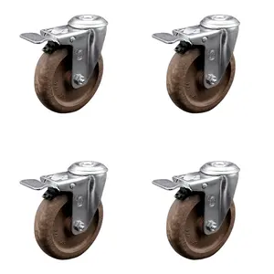 Service Caster SCC-SSBHTTL20S514-GFNSHT-4 Stainless Steel High Temperature Glass Filled Nylon Swivel Bolt Hole Caster with 5 x 1.25 in. Brown Wheels - Set of 4