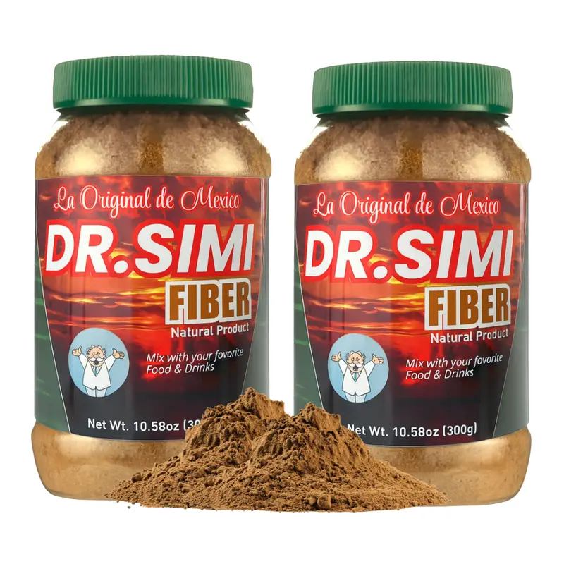 Dr. Simi La Original Authentic Mexican Dietary Fiber Supplement Powder Double Pack (New Packaging) - 2 Jars, 300g (10.5oz) Each, 7g All-Natural Vegetarian Blend with Wheat Bran, Maguey, Cocoa, Sugar-Free, Dairy-Free, Mixes into Smoothies