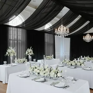 Black Chiffon Drape Curtain, Durable Flame Resistant Backdrop and Ceiling Panel With Rod Pocket - 5ftx20ft