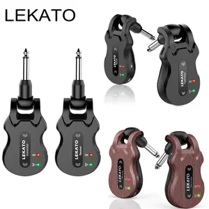 【Crazy Deal】LEKATO WS-50 Electric Guitar Wireless System Set, 5.8Gh Rechargeable Audio Wireless Guitar Bass Transmitter Receiver Kit,4 Channels Transmission Range,No need cable,Guitarist Artist Must Have, for Music Lover Songwriter Gift