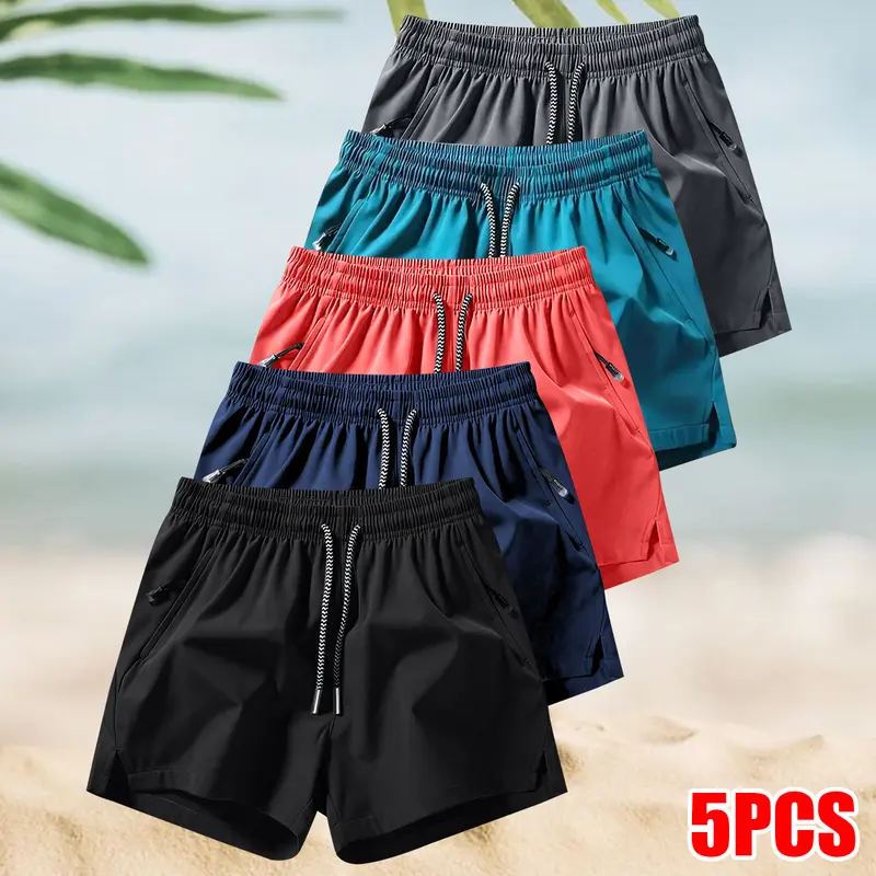Men's Breathable Fitness Shorts 5-Pack - Quick-Dry Stretch Athletic Shorts for Gym to Outdoors, Fitted Cut, Elastic Drawstring Waist, Soft Lightweight Activewear for Summer Workouts, Standard Sizes,sohochic