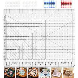 Quilting Ruler- 17-3/4in x 22in,  Slotted Quilting Ruler, Non-Slip Design, High-Quality   Template, Perform  Measurement and Effortless  of Fabric Strip.