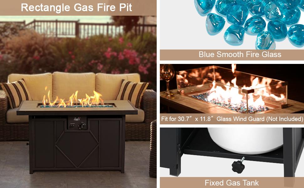 BALI Outdoors 42-Inch Ceramic Propane Fire Table with Pulse Ignition System, 60,000 BTU Heat Output, Steel-Stamped Wicker Base, and Glass Stones #springtok
