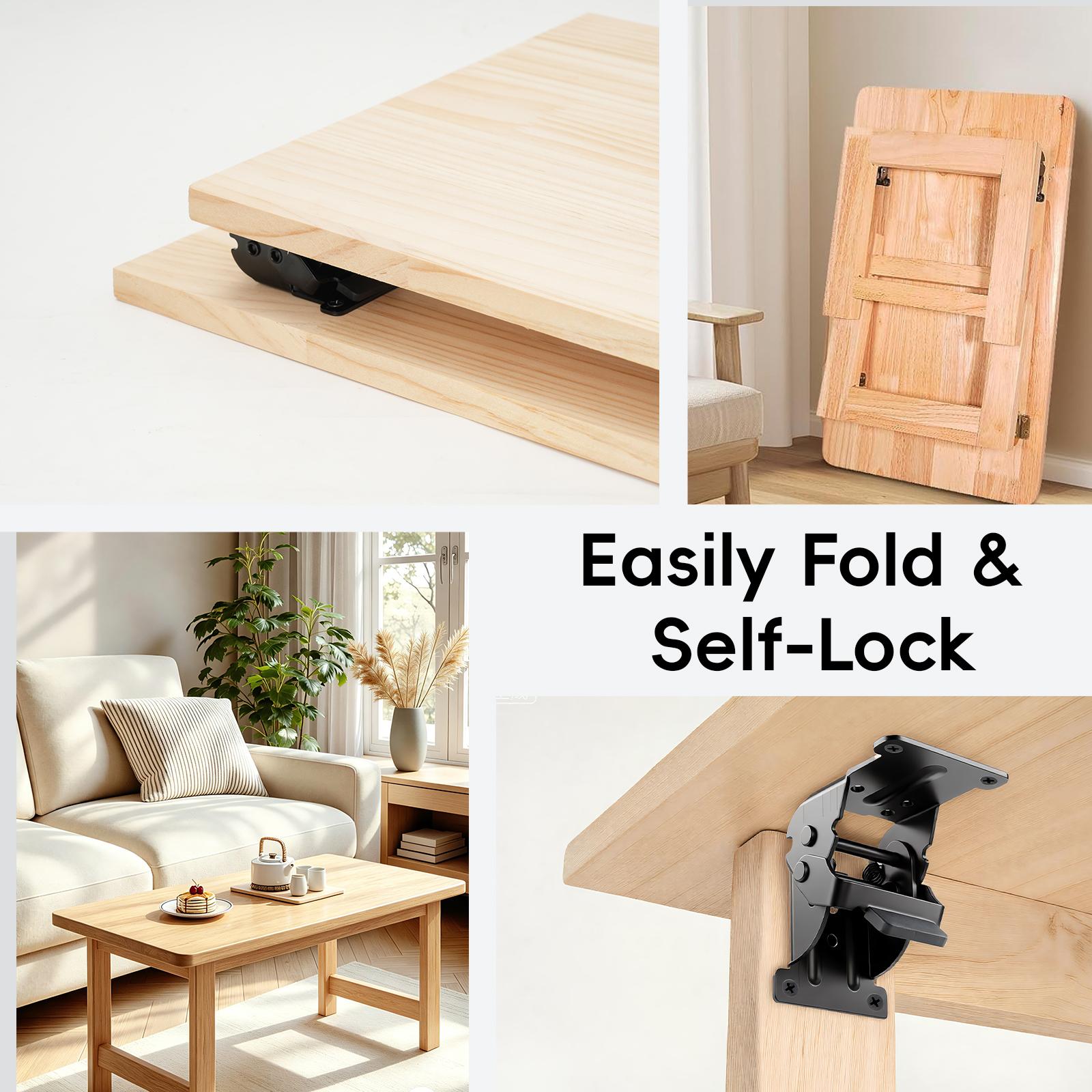 GJANSH 2/4 Pack Foldable Support Bracket, 0-90-180 Degree Lock Extension Support, Self-Lock Hinge for Table Legs, Folding Workbench 100 lbs Max Load-Bearing Capacity fathersdaygift