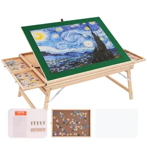 VEVOR 1500 Piece Puzzle Table with Folding Legs, 4 Drawers and Cover, 32.7x24.6 Wooden Jigsaw Puzzle Plateau, Adjustable 3-Tilting-Angle Puzzle Board, Puzzle Storage System for Adults, Gift for Mom