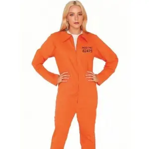 Prisoner Costume Cosplay Festival Halloween Carnival Family Party Funny Onesie Adult Polyester Material