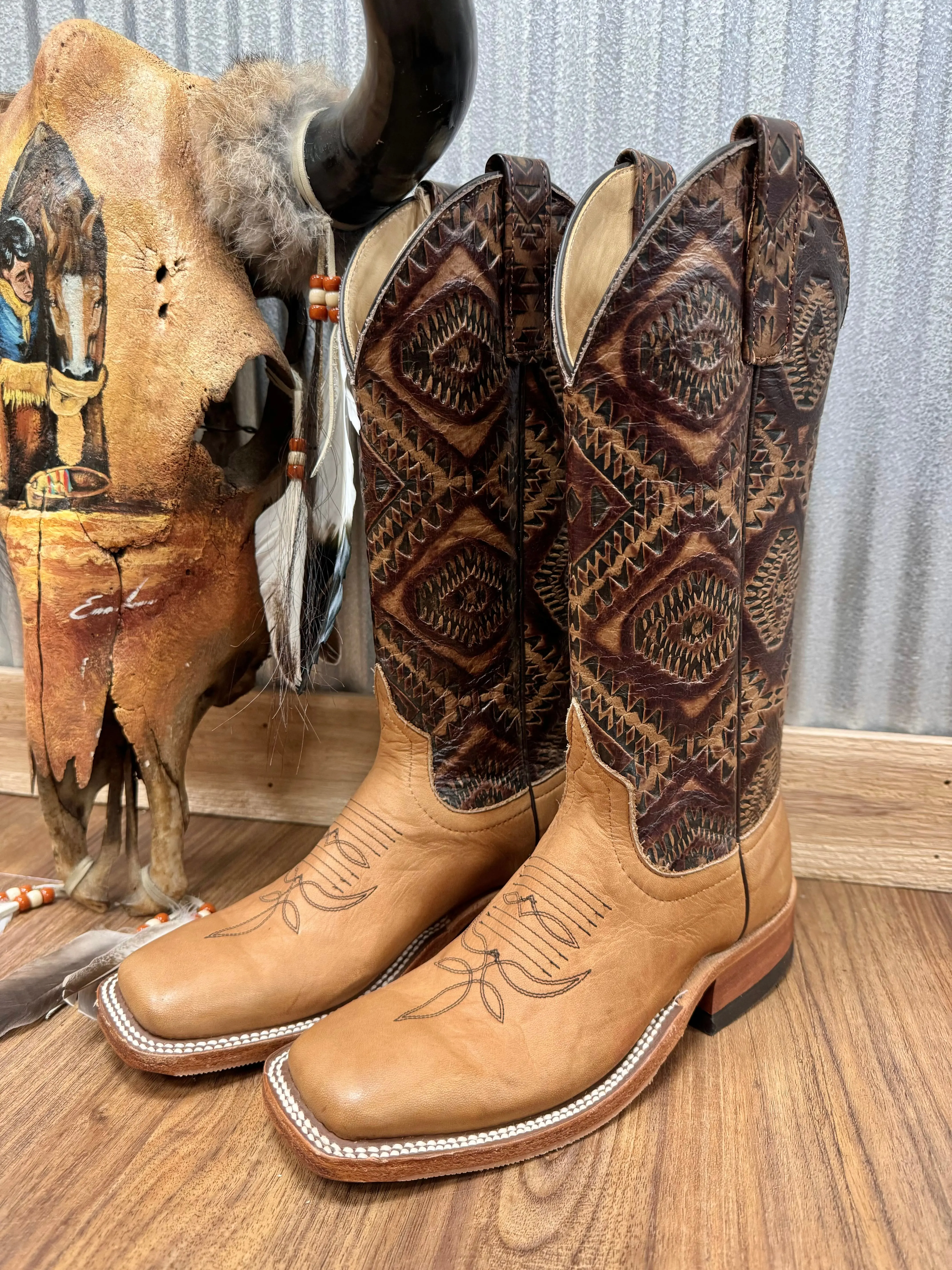 Anderson Bean Belle Noce Premium Tan Keichi Embossed Cowgirl Boots 333573