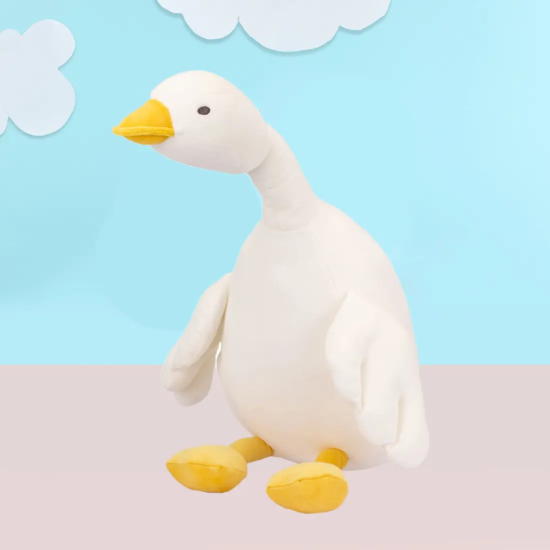 MINISO Giant Lying Pose Goose Animal Character Stuffed Toy - Cute Collectible, Plush Fabric, Soft Huggable Pillow/Floor Cushion, Reading Nook/Bedroom House Decoration, TV & Movies Themed Birthday Gift (1pc)