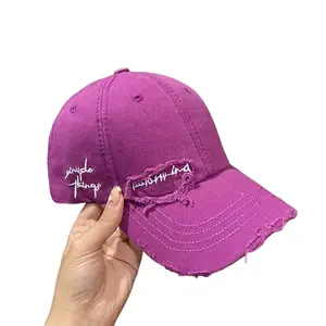 Purple Pleated Baseball cap New 2023 Flat Tongue Hat Small Face Wide brim Versatile Sunscreen Baseball cap for Men and Women unisex
